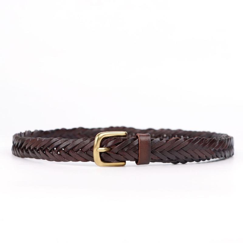 Handmade Braided Leather Belt - Italian Top Grain Cowhide Women's Belt - Full Grain Genuine Leather Belt