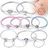 Original Bracelet Bangle 925 Silver Charm Bracelet 17-20CM Love Cross Snake Bone Bracelet for Women Girl DIY Jewelry