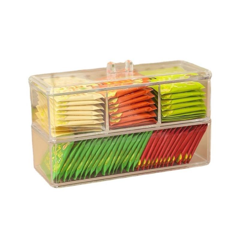 Tea Bag Storage Box Drawer Type Coffee Capsule Sorting Box Acrylic Sealed Storage Jar With Lid Tea Coffee Sugar Container
