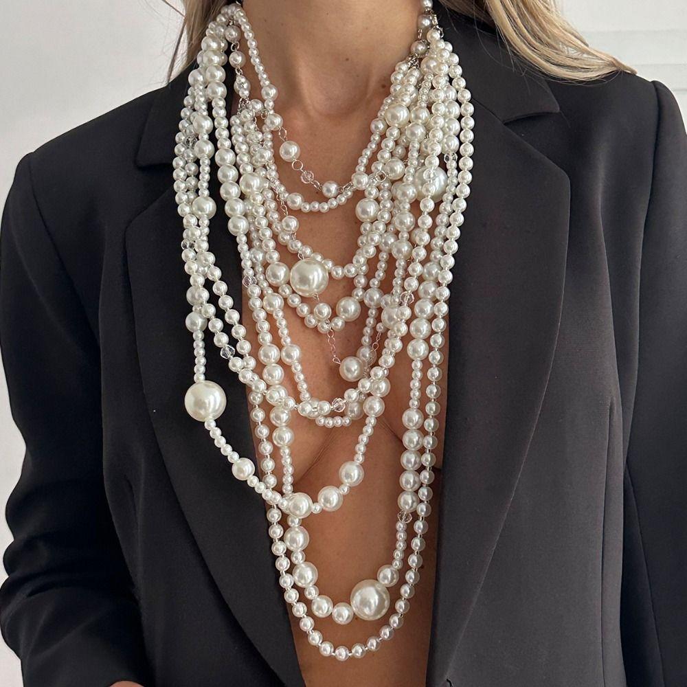 Baroque Multilayer Pearl Necklace Bohemian Style Bridal Jewelry  Party Accessories