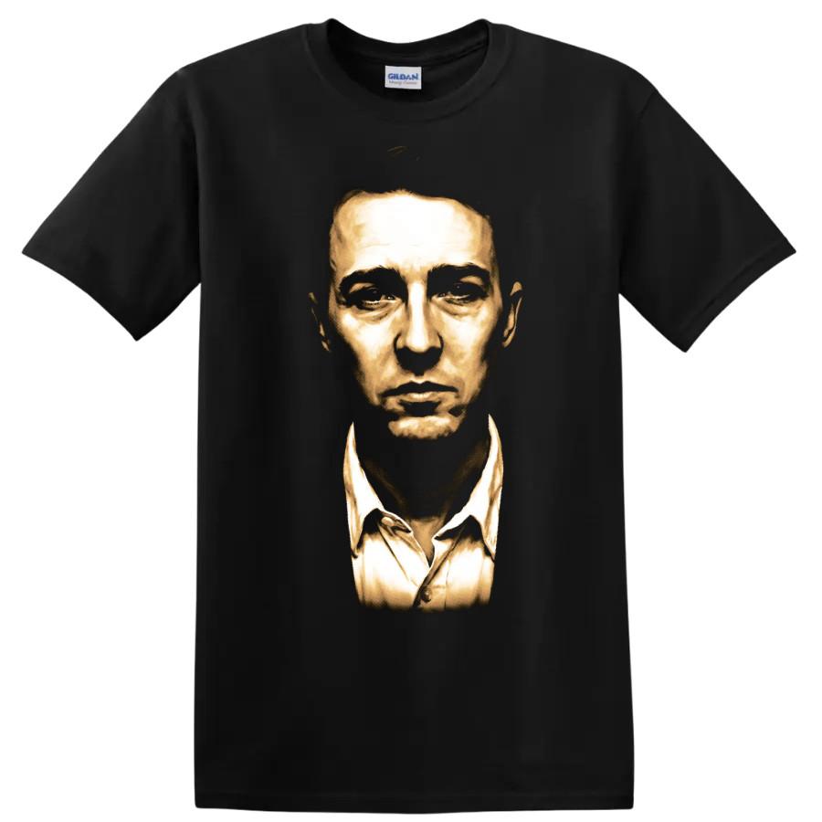 Fight Club Narrator Edward Norton Portrait Movie T Shirt Graphic Fan Tee Art