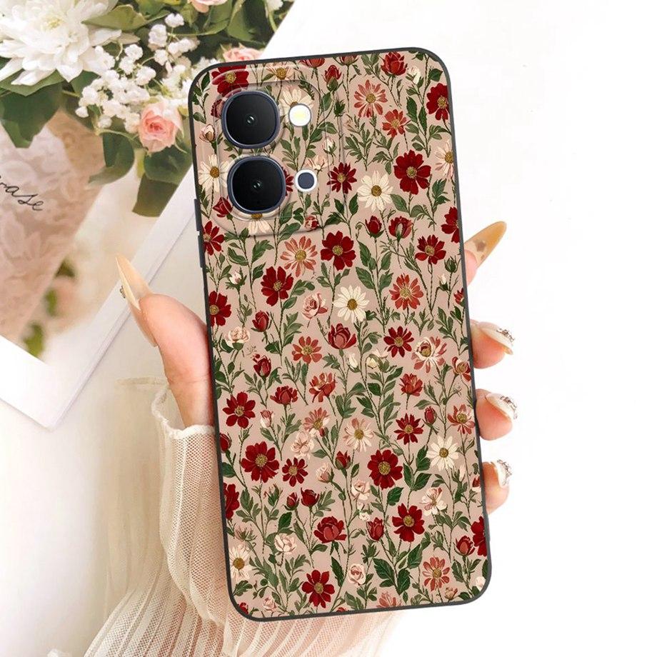 For Vivo Y31D 4G V2543 Vivo Y51 Pro 5G IQOO Z11X Y500i Phone Case Floral Moon Nigth Bow Pattern Funda Soft Matte Silicone Cover
