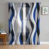 Geometry Abstract Line Blue Black Sheer Curtains for Living Room Decoration Window Curtain Kitchen Tulle Voile Organza Drapes