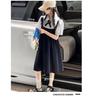 Girls' Dress - Summer College Style Casual Vacation Two-Piece Bubble Sleeve Skirt