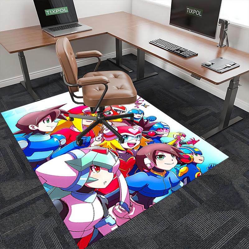 1pc Anime Mega Man Chair Mat - Office Desk Pad with Cartoon Design, Non-Slip Carpet for Home Decor, Suitable for All Seasons, Perfect Gift Idea.Y025