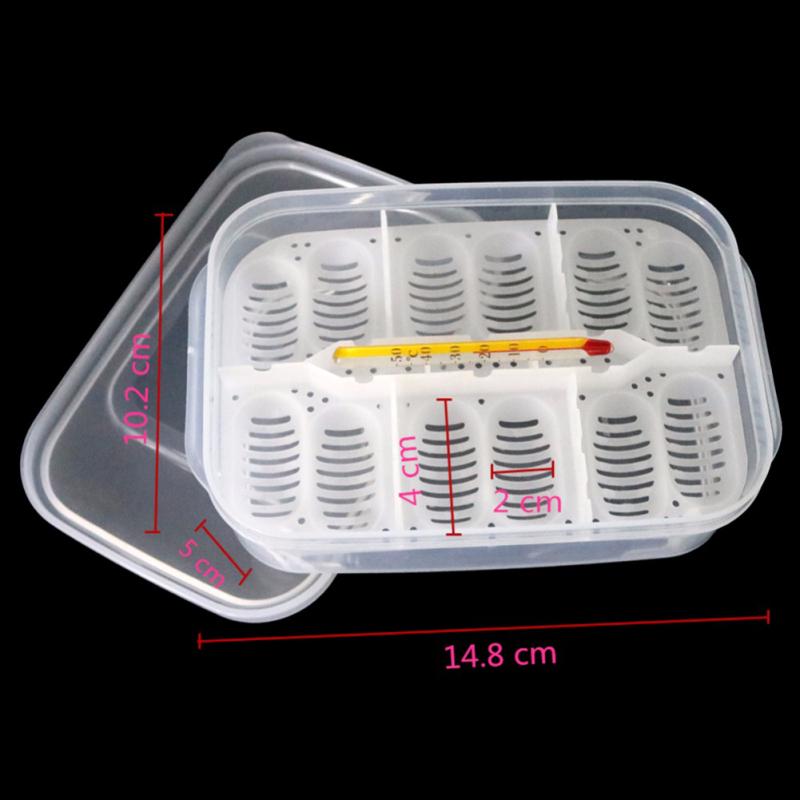 12 Holes Reptile Egg Incubation Tray with Thermometer Incubation Tool for Gecko Lizard Snake Eggs