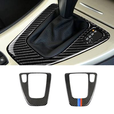 Car Styling Real Carbon Fiber Gear Shift Control Panel Cover Sticker Trim For BMW 3 Series E90 E92 E93 2005-2009 2010 2011