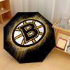 Boston Bruins Print Auto 8?Ribs Folding Umbrella Wind Resistant Lightweight Automatic Umbrella For Daily Travel