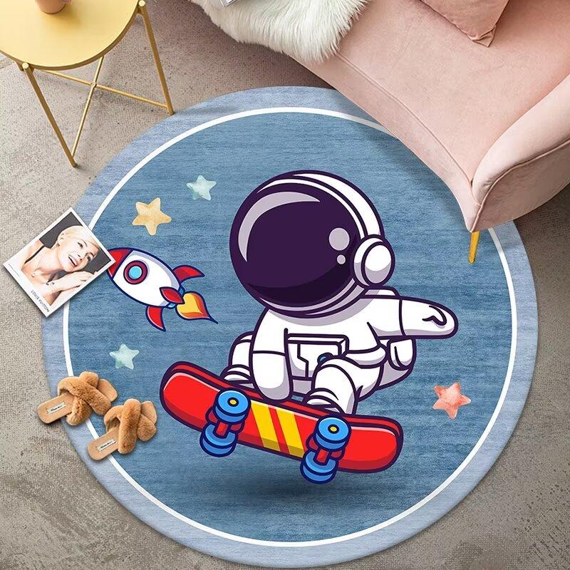 Modern Children Bedroom Round Carpet Cartoon Astronaut Decor Carpets Boy Child Room Bedside Rug Living Room Sofa Chair Floor Mat