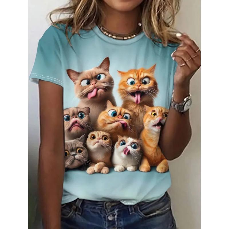 Women's T-Shirts Cartoon Characters Cute Pattern 3d Print Tshirt Funny Cartoon Animal Casual Short Sleeve O Neck Female Clothing