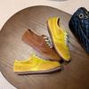 Damen Schuhe mit flachem Boden, neu, Frühling und Herbst, Retro, braun, lässig, Sport, Damenschuhe, gelb, klein weiß