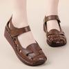 Wide Toe Orthopedic Sandals Women's Cutout Genuine Leather Shoes Woman Gladiators Summer Block Low Heels Mary Jane Sandals Roman
