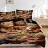 Set de lenjerie de pat cu ursuleț de pluș anime, 3 bucăți - Include o husă de pilotă și două fețe de pernă (Fara Core) - Perfect pentru Decorarea Dormitorului și a Camerei de Oaspeți,