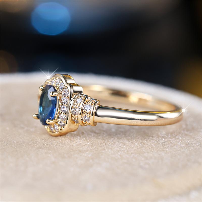 1 stuk gouden kleur ovaal geslepen blauwe steen klauwringen voor mannen vrouwen Kerstmis Valentijnsdag geschenk