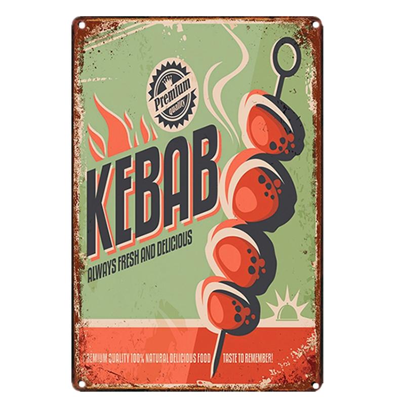 Shabby Chic Vintage Metal Tin Signs BBQ Fast Food  Hamburger Cupcake Pop Corn Hot Dog Wall Decor for Kitchen Cafe Diner Bar