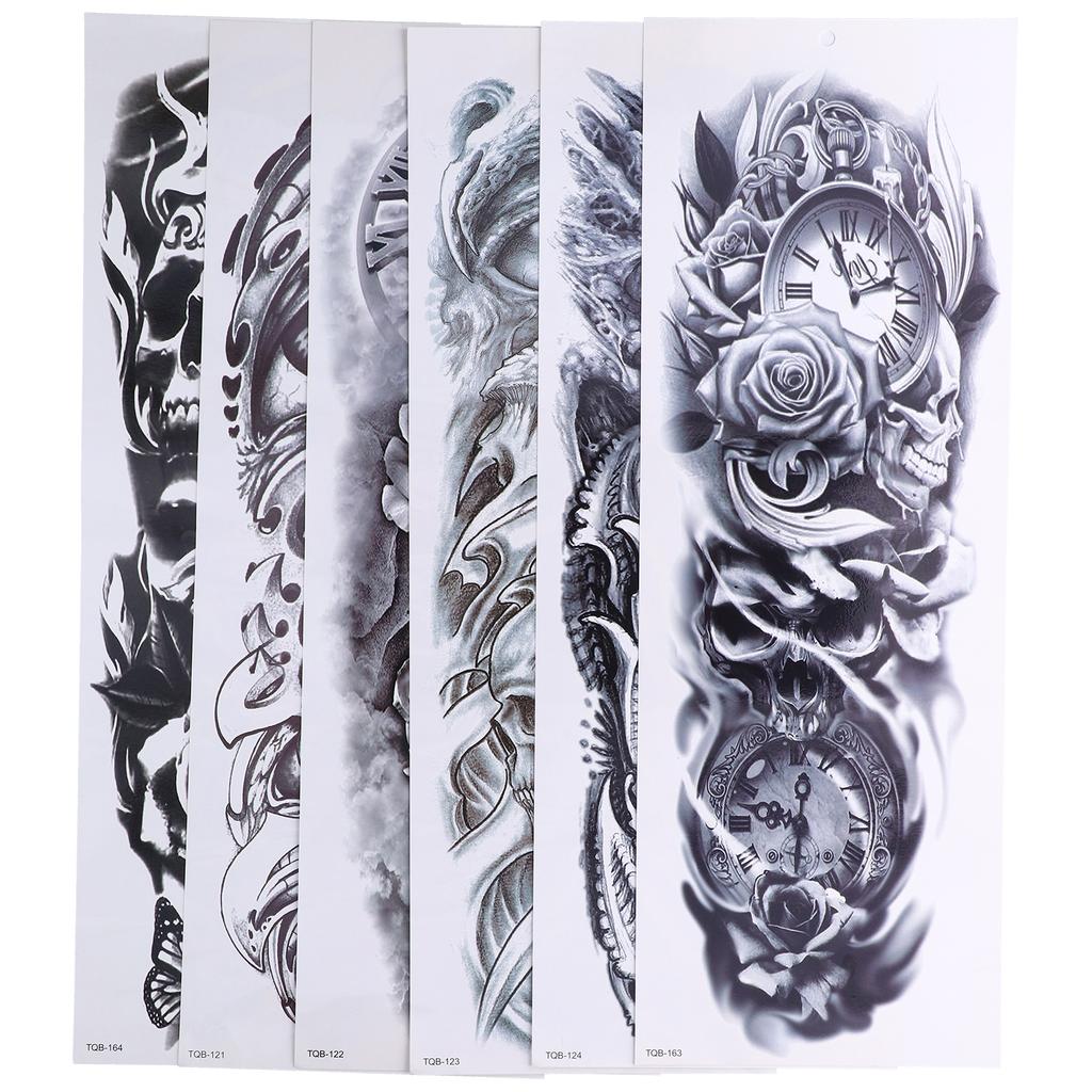 6pcs Full Arm Tattoo Sticker Temporary Waterproof Fake Tattoos Stickers for Women Men