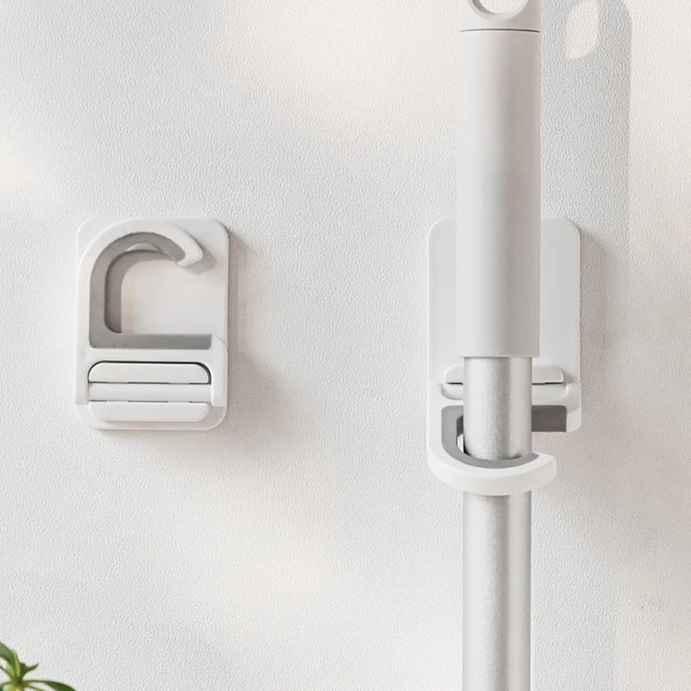 Mop Holder Wall Mount Broom Mop Hanger Punch-Free Self-Adhesive Umbrella Mop Clip Organizer Storage Rack Bathroom Accessories