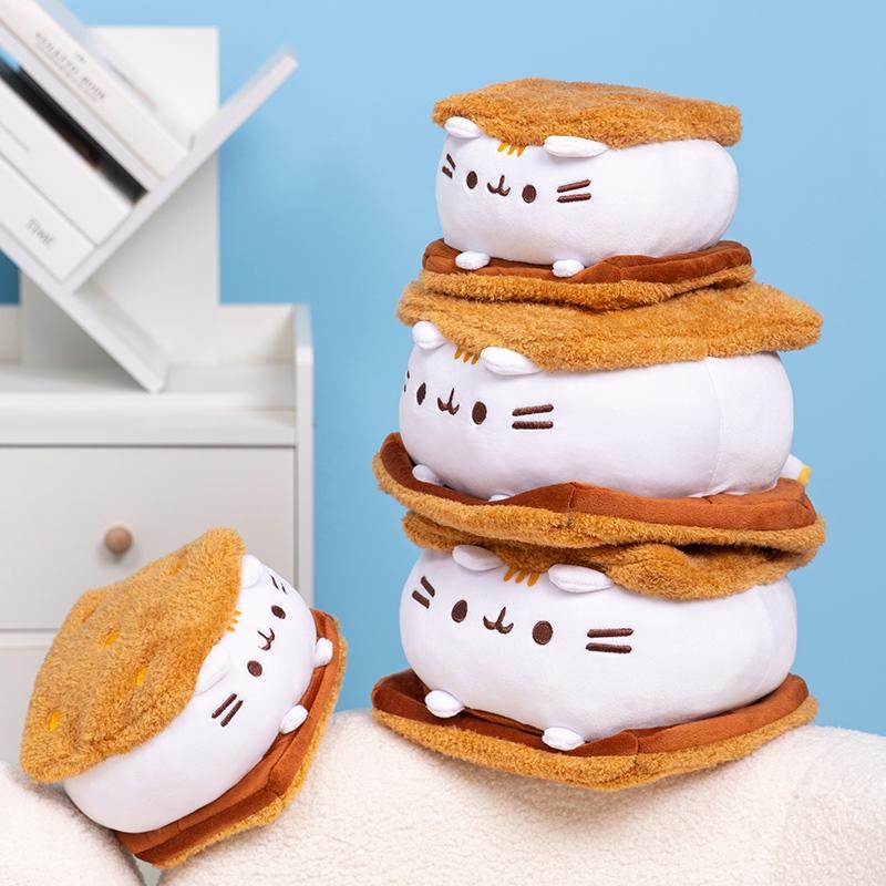 Kawaii Chocolate Cookie Fat Cat Plushie Soft Stuffed Animal Pillow Accompany Sleep Toy Home Decor Kids Grils Boys Birthday Gifts