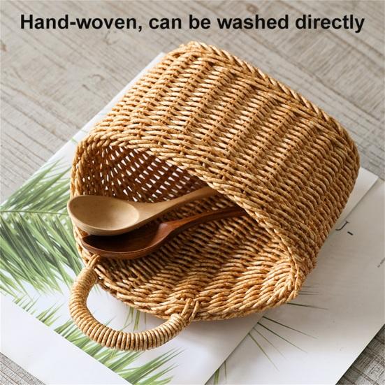 Storage Basket Breathable Minimalist Design Plastic Hanging Woven Rattan Basket for Home