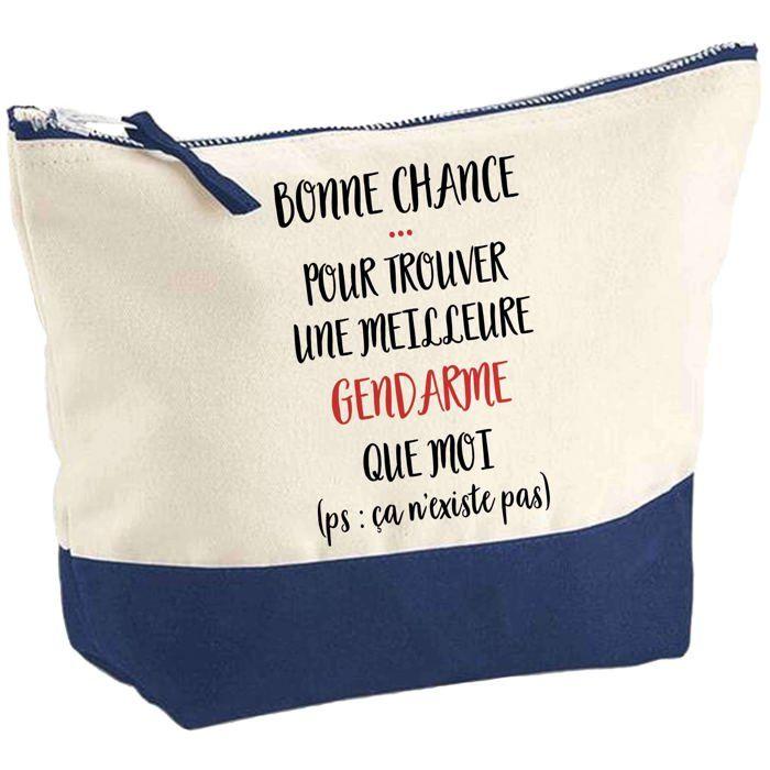 Trousse de maquillage - PLANETEE - Pochette fond bleu Gendarme ça n'existe pas - Grand format - Coton - Impression HD