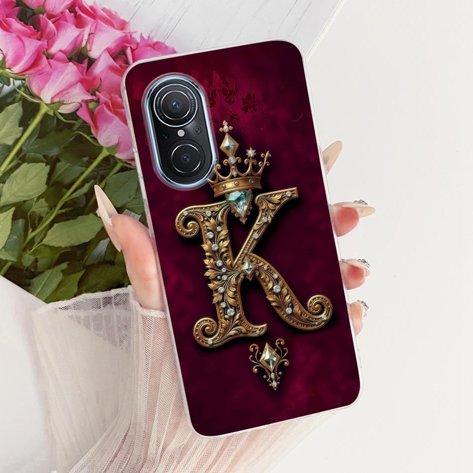 For Huawei Nova 9 SE Nova9 Royal Crown Initial Letter Couple Phone Case For Huawei Nova 9 9SE Soft Silicone TPU Covers Bumpers
