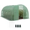 3 x 4 m begehbarer Folientunnel Gewächshaus mit aufklappbarer Tür und 8 aufrollbaren Netzfenstern, Gartentunnel Warmhaus Zelt, Grün