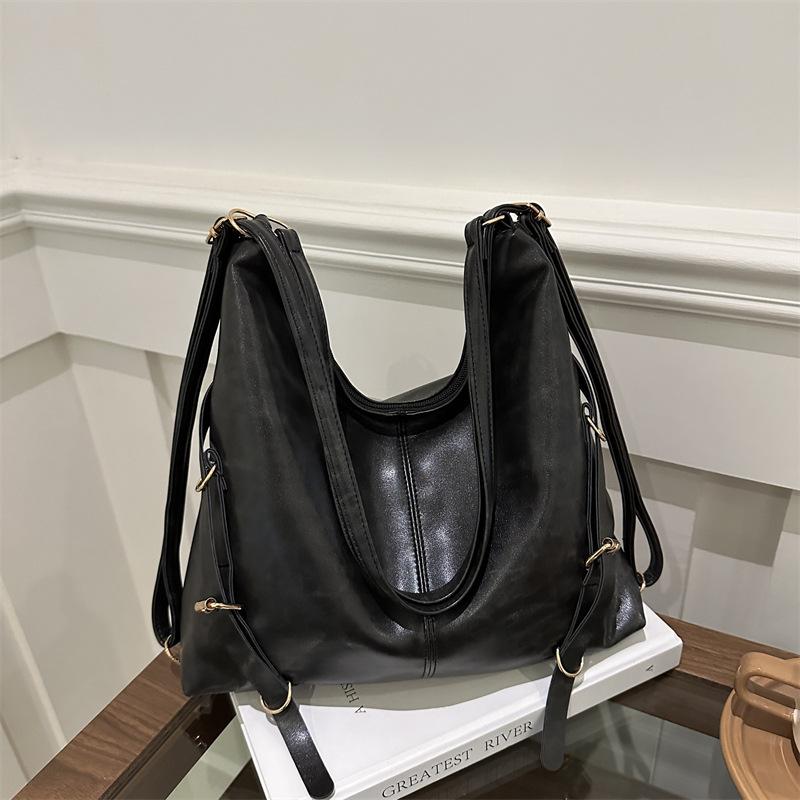 Tote Bag Solid Color Retro Casual Shoulder Bag Design Commuting Texture Large Capacity Bag Women