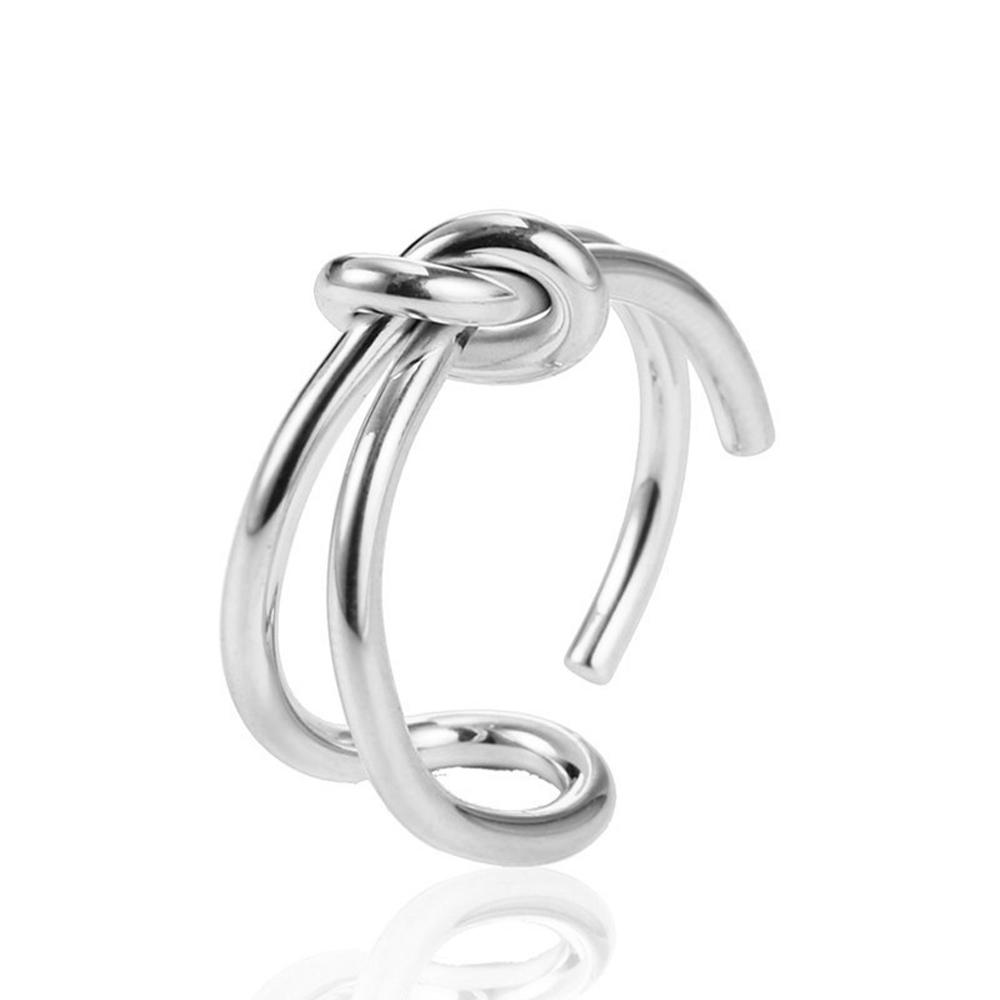 Korean Fashion Two Circle Girls Cool Women Finger Ring Knot Party Accessories Adjustable Open Ring