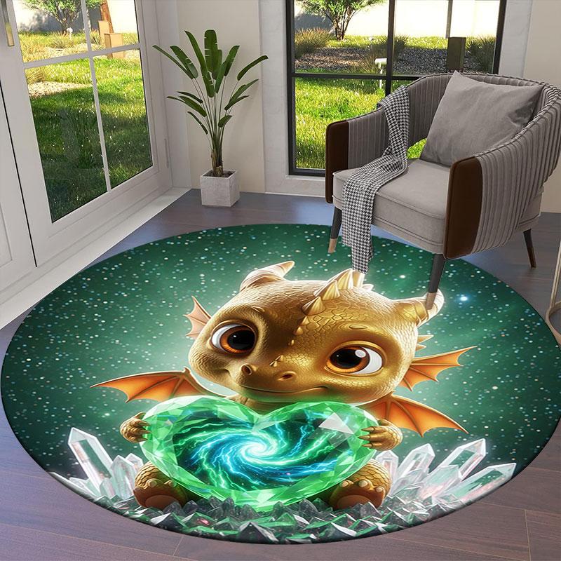 LovingDragon Round Area Rug,Carpet Rug for Living Room Bedroom Sofa Playroom Decor,Non Slip Floor Mat