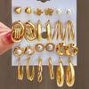 Set 6 Perechi Cercei Rotunzi Mari Boho pentru Femei Culoare Aurie Bohemia Vintage Zircon Zircon Cadouri