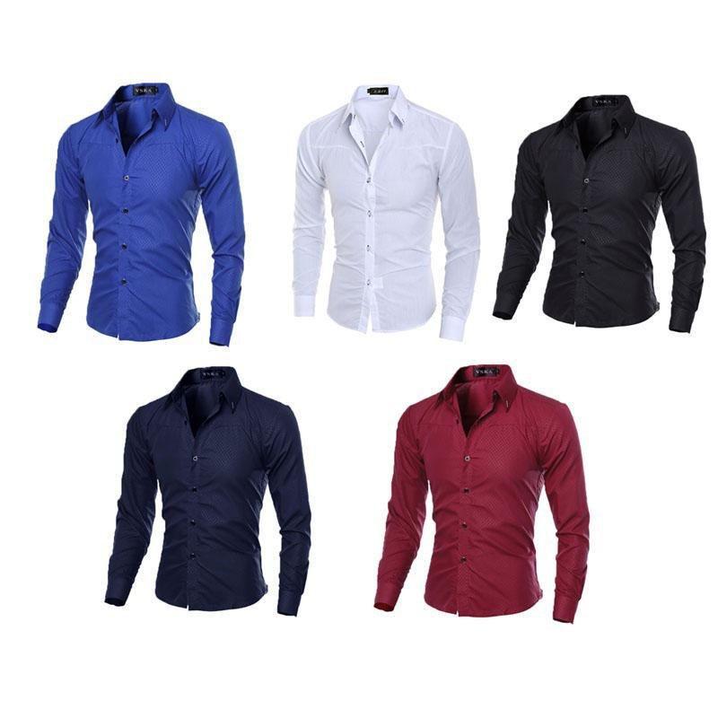 Fashion Casual Solid Color Long Sleeve Men Shirt With Soft Slim Fit Design