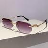 Punk Rimless Vintage Square Sunglasses Women For Men Luxury Brand Designer Sun Glasses Popular Outdoor Metal Leopard Shade Uv400