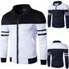 Fashion Men's  Winter Zipper Sportswear Patchwork Jacket Long Sleeve Coat