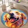 1PC Golden Retriever Artwork Office Round Area Rug,  Mat Suitable ForOffice, Under Office Chairs Bedroom Living Room Home Decor, Room Deco
