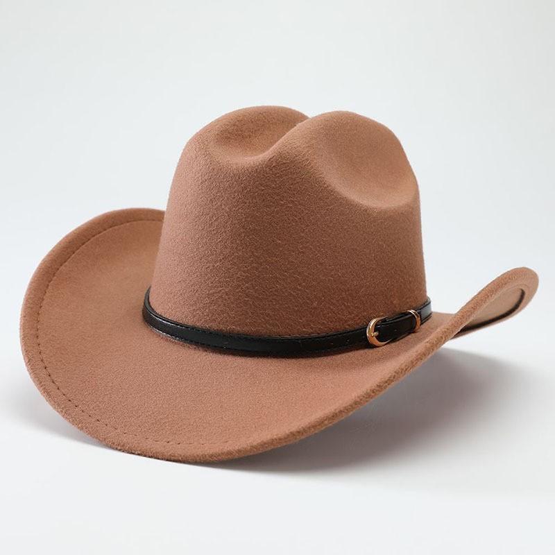 European, American and Western Cowboy Hat Wool Jazz Top Hat Men and Women's Ethnic Style Autumn and Winter Felt Hat Big Eave Hat Felt Hat