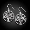 Circular Tree Pendant Earrings 925 Sterling Silver Fashion Jewelry