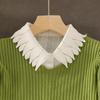 Perfect Match New Fake Collar Shirt Women White Lapel Ruffles Stand False Collar Woman Girls Detachable Collar Lace Removable Half Shirt