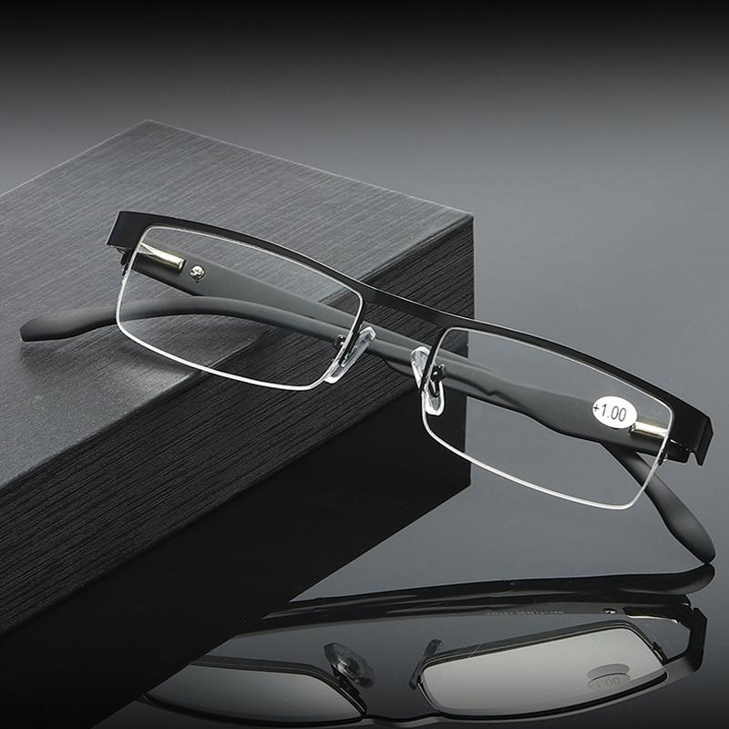 1PCS Vintage Metal Half Frame Reading Glasses for Men Presbyopic Eyewear Square Hyperopia Glasses 1 0 To 4 0