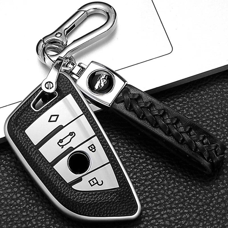 Leather Style Car Remote Key Case Cover Shell for BMW X1 X3 X5 X6 X7 1 3 5 6 7 Series G20 G30 G11 F15 F16 G01 G02 F48 Keyless