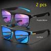2 Pieces Fashion Vintage Square Sports Sunglasses Men Women Driving Fishing Brand Designer Sun Glasses Retro Man Eyewear UV400