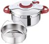 Tlakový hrnec Tefal pro 2 až 4 osoby Kompatibilní s IH Gas Fire Easy Záruka 10 let Minit Easy Ruby P4620669 4,5 l Open/Close „Crypso Red“