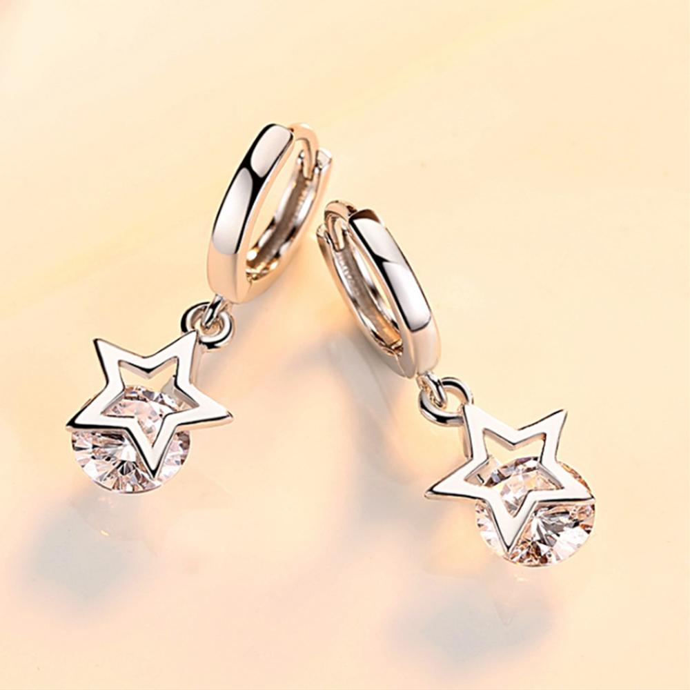 925 Sterling Silber Kristall Stern Charm Ohrstecker für Frauen 2020 Grils Kinder Hochzeitsgeschenk weibliche Pendientes