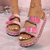 Fashion Plus Size 2025 New Open Toe Women's Slippers Summer Hot Sale Buckle Platform pearl Crystal Sandals Outdoor Daily Casual Slippers