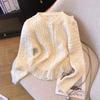 Xiaoxiangfeng Hollowed-out Knitted Cardigan Women's Spring and Autumn New High-end Foreign-style Outer Wear Lace Splicing Sweater Jacket