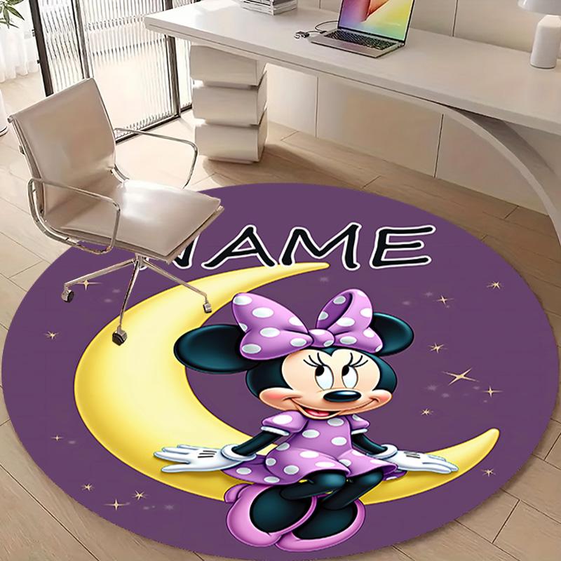 Gepersonaliseerd M-Minnie Rond Kantoorvloerkleed - Perfect voor Mat, Kantoorstoel & Meer - Ideaal Cadeau voor Verjaardagen en Feestdagen