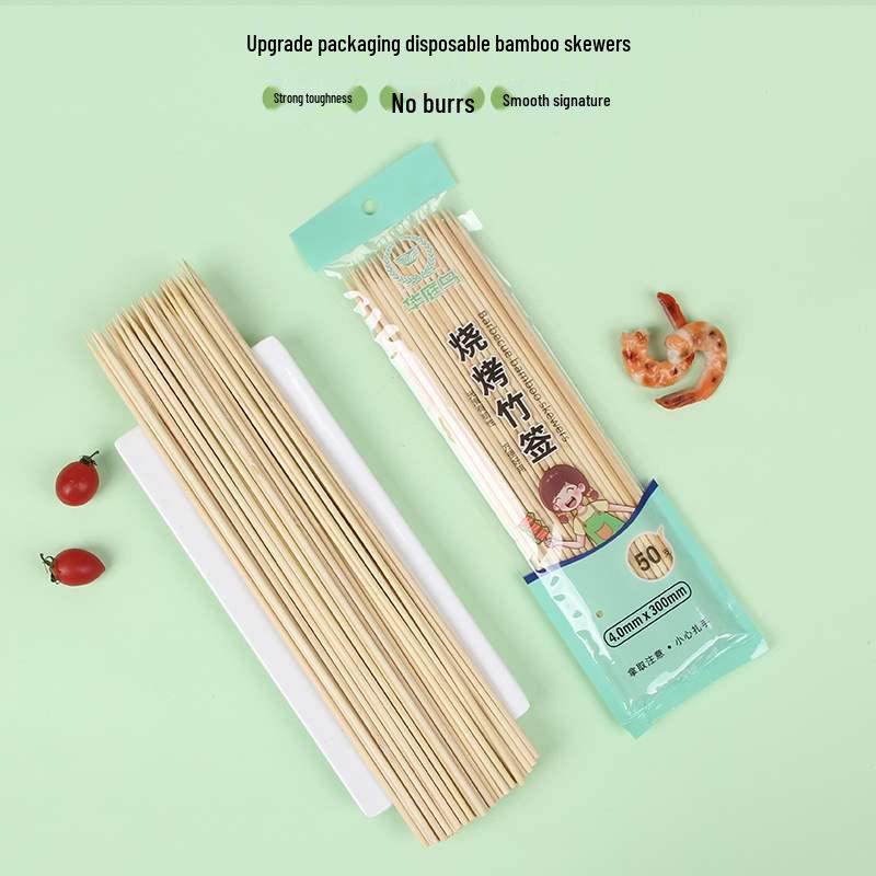Bamboo Disposable Skewers for Barbecue, Grilled Sausage, Bobo Chicken, and Tanghulu with Cotton Candy Tools.