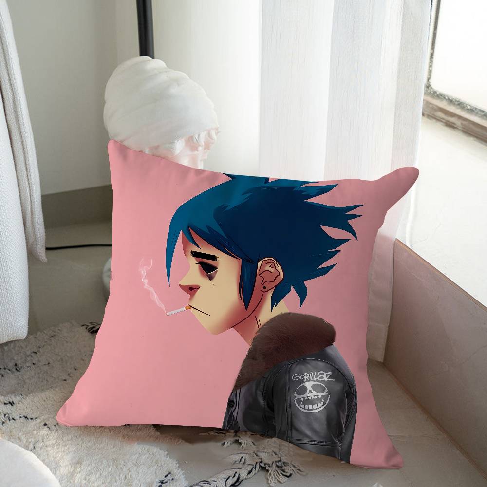 G-Gorillaz Musikalisk Konst 45*45cm Kuddfodral Prydnadskuddfodral Hem Kuddfodral För Soffkudde