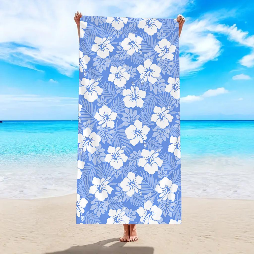 1pc Hibiscus Beach Towel Ultra-fine Fiber Quick Drying Absorbent Bath Towel Outdoor Swimming Sports Beach Towel