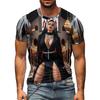 Nun 3D Grafik T-Shirt Herren Schwarz Lässig Sommer T-Shirts Oberteil Kurze Ärmel Streetwear T-Shirts Vintage Damenbekleidung