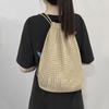 New Simple Woven Mesh Pocket Drawstring Backpack Ins Wind Knitted Tote Bag Cross-border Small Fresh
